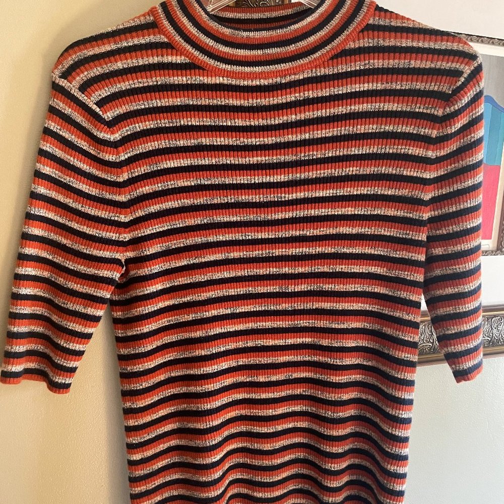 Women's Striped Mock Neck Knit top - Size Medium